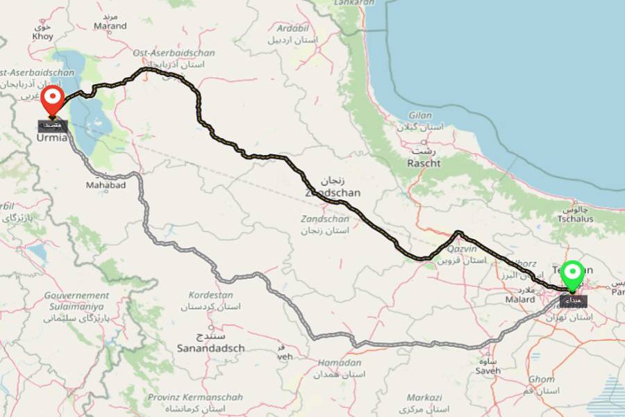 روش‌های سفر از تهران تا ارومیه